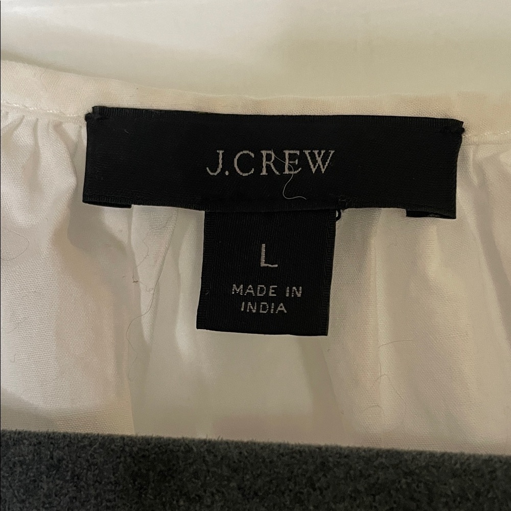 J. Crew White Button-Up Poplin Blouse with Balloon Sleeves L - Picture 2 of 9